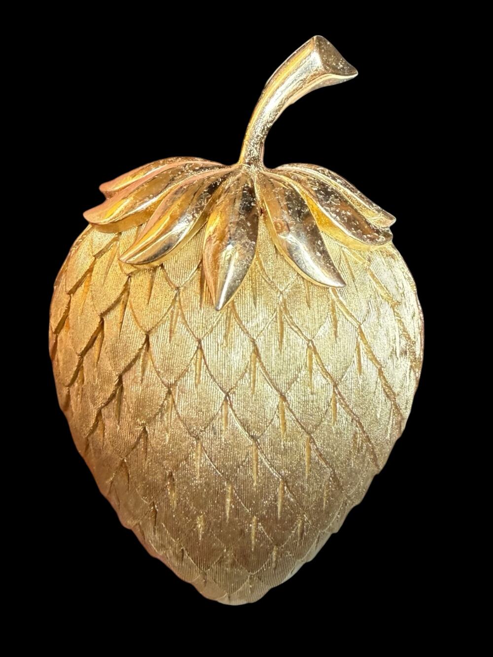 Vintage Crown Trifari Gold Tone Strawberry Brooch Pin 1962 Abstract Acorn Signed
